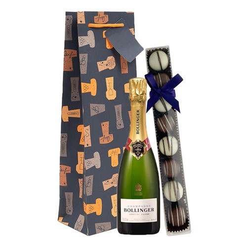 Half Bottle of Bollinger Special Cuvee Champagne 37.5cl & Fine Artisanal Truffles Gift Bag